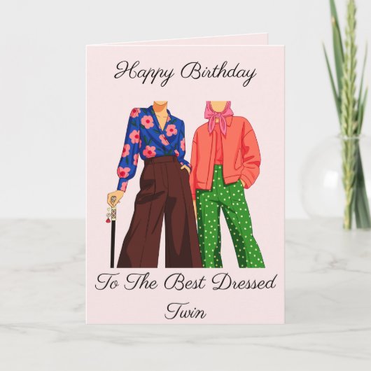 Best Dressed Adult Twins Birthday Karte (Vorderseite)