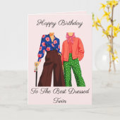 Best Dressed Adult Twins Birthday Karte (Gelbe Blume)