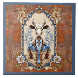 Best Dressed Cowboy Old Wild West Funny Cow Art Fliese