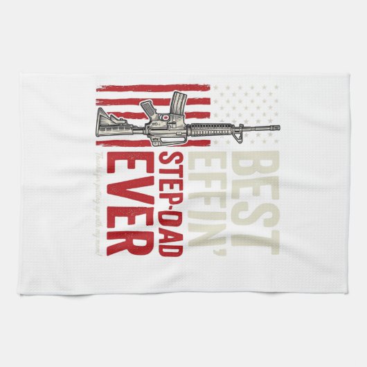 Best Effin Step-Dad Ever Patriotic Vintage Vector_ Geschirrtuch (Horizontal)