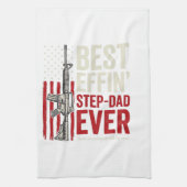 Best Effin Step-Dad Ever Patriotic Vintage Vector_ Geschirrtuch (Vertikal)