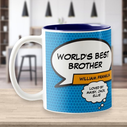Best Ever Brother Cool Modern Fun Comic Buch Blau Zweifarbige Tasse