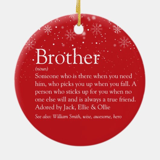 Best Ever Brother Definition Foto Weihnachten Keramik Ornament (Hinten)
