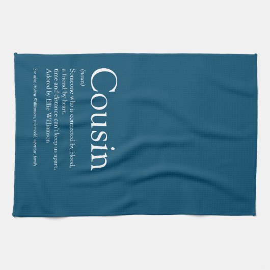 Best Ever Cousin Definition Blue Fun Geschirrtuch (Horizontal)