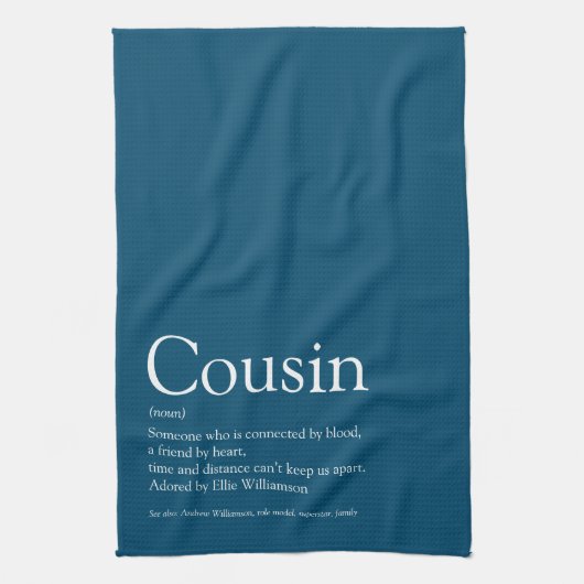 Best Ever Cousin Definition Blue Fun Geschirrtuch (Vertikal)