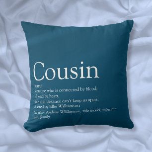 Best Ever Cousin Definition Blue Fun Kissen