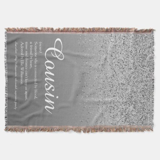 Best Ever Cousin Definition Silver Glitzer Decke (Vorderseite)