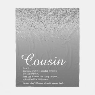 Best Ever Cousin Definition Silver Glitzer Fleecedecke