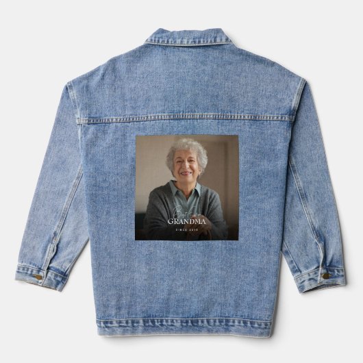 Best Ever Grandma Since 20XX Simple Elegant Photo Jeansjacke (Rückseite)