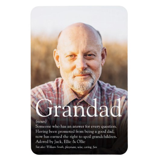 Best Ever Grandpa, Grandad, Dad Definition Foto Magnet (Vertikal)