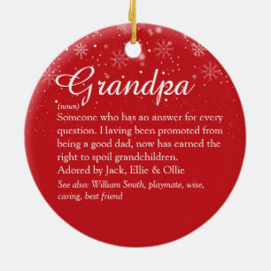 Best Ever Grandpa Grandad Definition Weihnachten Keramik Ornament