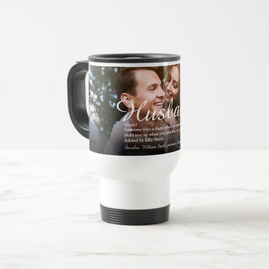 Best Ever Husband Definition Script Foto Reisebecher (Vorderseite Links)