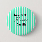 Best ever mom green stripped pattern pastel neon  button (Vorderseite)