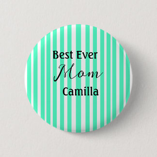 Best ever mom green stripped pattern pastel neon  button