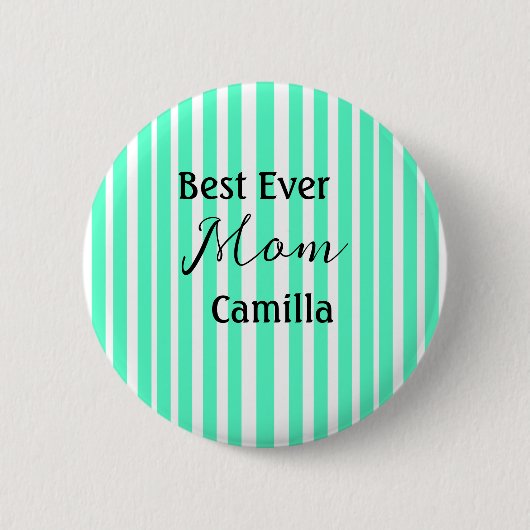 Best ever mom green stripped pattern pastel neon  button (Vorderseite)