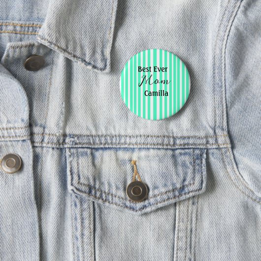Best ever mom green stripped pattern pastel neon  button (Beispiel)