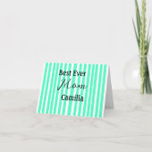 Best ever mom green stripped pattern pastel neon  dankeskarte (Vorderseite)