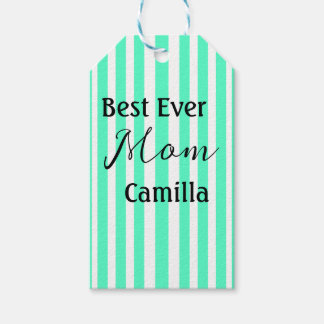 Best ever mom green stripped pattern pastel neon  geschenkanhänger