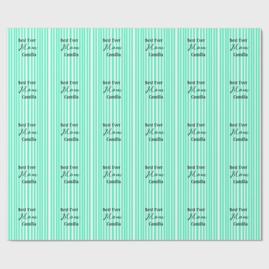 Best ever mom green stripped pattern pastel neon  geschenkpapier (Flach)