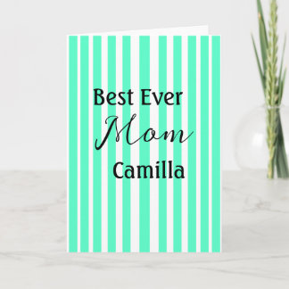 Best ever mom green stripped pattern pastel neon  karte