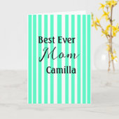 Best ever mom green stripped pattern pastel neon  karte (Gelbe Blume)