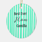 Best ever mom green stripped pattern pastel neon  keramik ornament (Links)