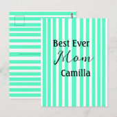 Best ever mom green stripped pattern pastel neon  postkarte (Vorne/Hinten)