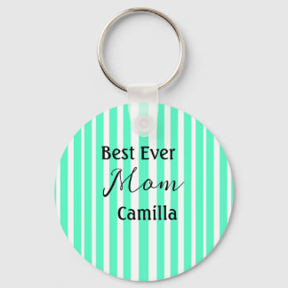 Best ever mom green stripped pattern pastel neon  schlüsselanhänger