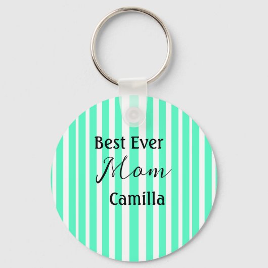 Best ever mom green stripped pattern pastel neon  schlüsselanhänger (Vorderseite)