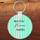 Best ever mom green stripped pattern pastel neon  schlüsselanhänger (Vorderseite)