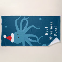 Best Ever Octopus Santa Blue Weihnachten Strandtuch