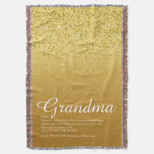 Best Ever Oma Definition Gold Glitzer Decke (Vorderseite Vertikal)