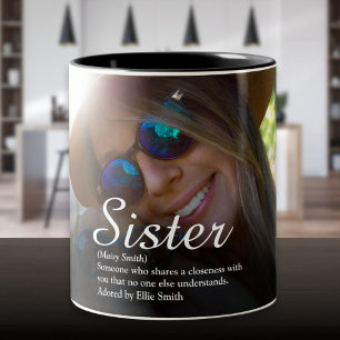 Best Ever Sister Definition Chic Script-Foto Zweifarbige Tasse