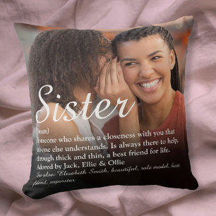 Best Ever Sister Definition Elegantes Script-Foto Kissen