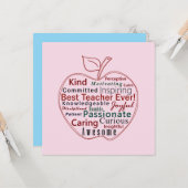 Best Ever Teacher Wertschätzung Red Apple Pink Blu Karte (Vorderseite/Rückseite Beispiel)