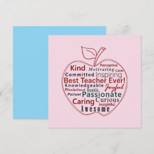 Best Ever Teacher Wertschätzung Red Apple Pink Blu Karte