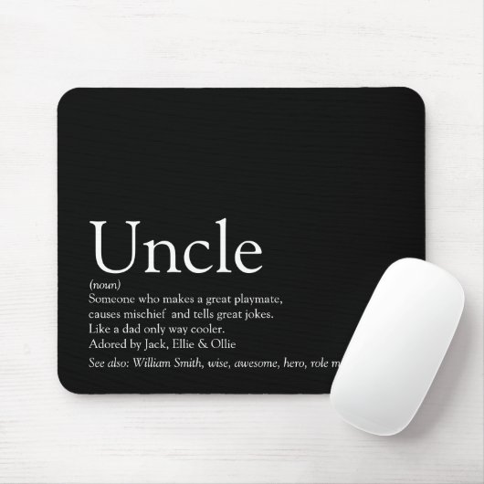Best Ever Uncle Fun Cool Modern Black and White Mousepad (Mit Mouse)