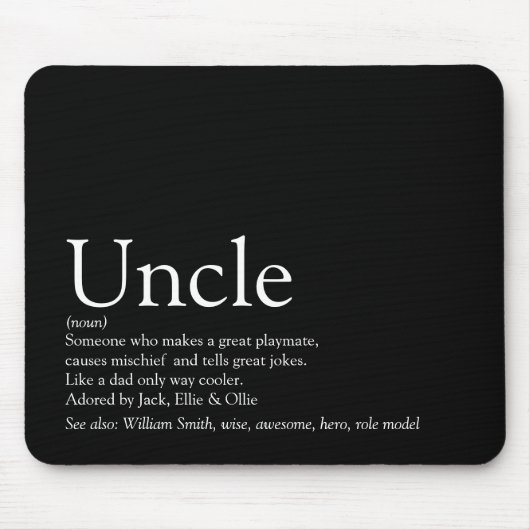 Best Ever Uncle Fun Cool Modern Black and White Mousepad (Vorne)