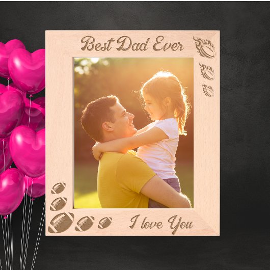 Best Ever Vater Football Fathday Geschenk Laser Geätzte Rahmen