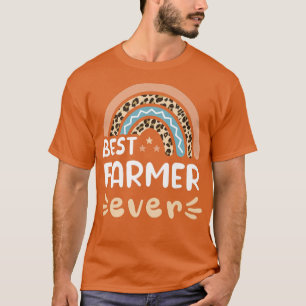 Best farmer ever Leopard Rainbow Mom T-Shirt