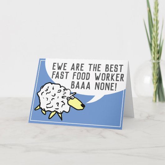Best Fast Food Worker Bar None - Sheep Puff Karte (Vorderseite)