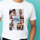 Best Father Ever Custom Four Photo Family Collage T-Shirt<br><div class="desc">Show your amazing father just how wonderful he is with our custom "best father ever" photo collage t-shirt. The design features "Best Father Ever" designed in a fun stylish typographic design in navy blue & light blue. Customize with an established year, along with four of your own special family photos....</div>