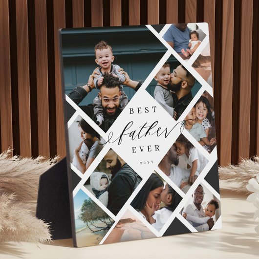 Best Father Ever Modern Photo Collage Keepsake Fotoplatte