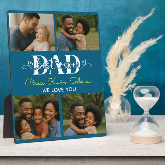 Best Father Ever Personalized Photo Collage Fotoplatte (Seite)