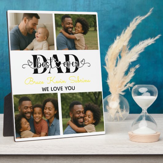 Best Father Ever Personalized Photo Collage Fotoplatte (Seite)