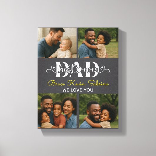Best Father Ever Personalized Photo Collage Leinwanddruck (Vorderseite)