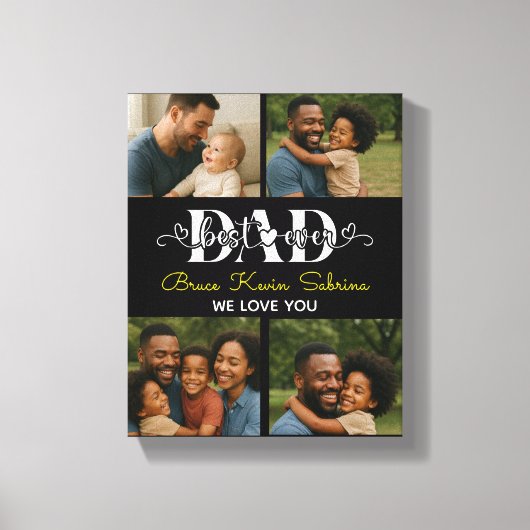 Best Father Ever Personalized Photo Collage Leinwanddruck (Vorderseite)