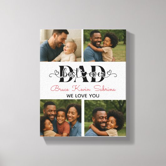 Best Father Ever Personalized Photo Collage Leinwanddruck (Vorderseite)