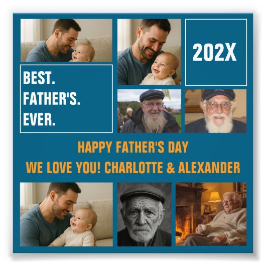 Best Father Ever Photo Collage and Custom Text Fotodruck (Vorne)