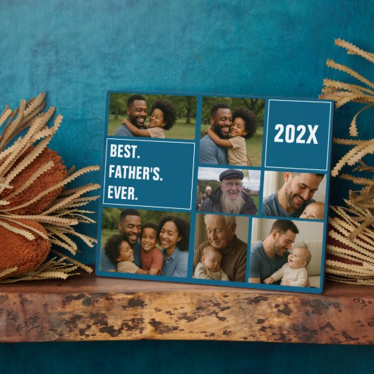 Best Father Ever Photo Collage and Custom Text Fotoplatte (Seite)